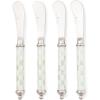 MACKENZIE-CHILDS Supper Club Spreader Set, Stainless-Steel Butter Spreaders, Charcuterie Accessories, Set of 4, Gray-and-White Sterling Check(Sterling Check)