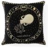 MACKENZIE-CHILDS Throw Pillow, Decorative Astrological Cotton Pillow for Living Room, 18×18, Taurus Zodiac(Aquarius)