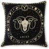 MACKENZIE-CHILDS Throw Pillow, Decorative Astrological Cotton Pillow for Living Room, 18×18, Taurus Zodiac(Aries)