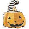 MACKENZIE-CHILDS Throw Pillow, Decorative Cotton Pillow for Halloween, 20×20, Jack-O’-Lantern in Hat(Happy Jack Pumpkin Shaped)