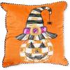 MACKENZIE-CHILDS Throw Pillow, Decorative Cotton Pillow for Halloween, 20×20, Jack-O’-Lantern in Hat(Jack O’ Lantern in Hat)
