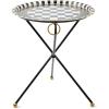 MACKENZIE-CHILDS Tilt-Top Black Tripod Table, Unique Folding Black-and-White Side Table