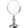 MACKENZIE-CHILDS Vanity Mirror, Double-Sided Makeup Mirror with 5X Magnification on One Side, Black-and-White Courtly Check
