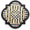 MACKENZIE-CHILDS Wall Clock, Decorative Enamel Clock for Kitchen and Living Room, Black-and-White Courtly Check