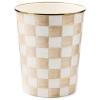 MACKENZIE-CHILDS Waste Bin, Decorative Bedroom Trash Can or Bathroom Trash Can, Blue-and-White Royal Check(Mocha Check)