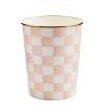 MACKENZIE-CHILDS Waste Bin, Decorative Bedroom Trash Can or Bathroom Trash Can, Blue-and-White Royal Check(Rosy Check)