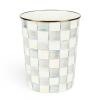 MACKENZIE-CHILDS Waste Bin, Decorative Bedroom Trash Can or Bathroom Trash Can, Blue-and-White Royal Check(Sterling Check)