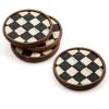 MacKenzie-Childs Courtly Check Round Enamel Coasters, Table Coasters for Drinks, Set of 4(Courtly Check)