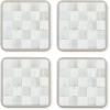 MacKenzie-Childs Square Cork-Back Coaster Set, Table Coasters for Drinks, Set of 4, Blue-and-White Royal Check(Sterling Check)