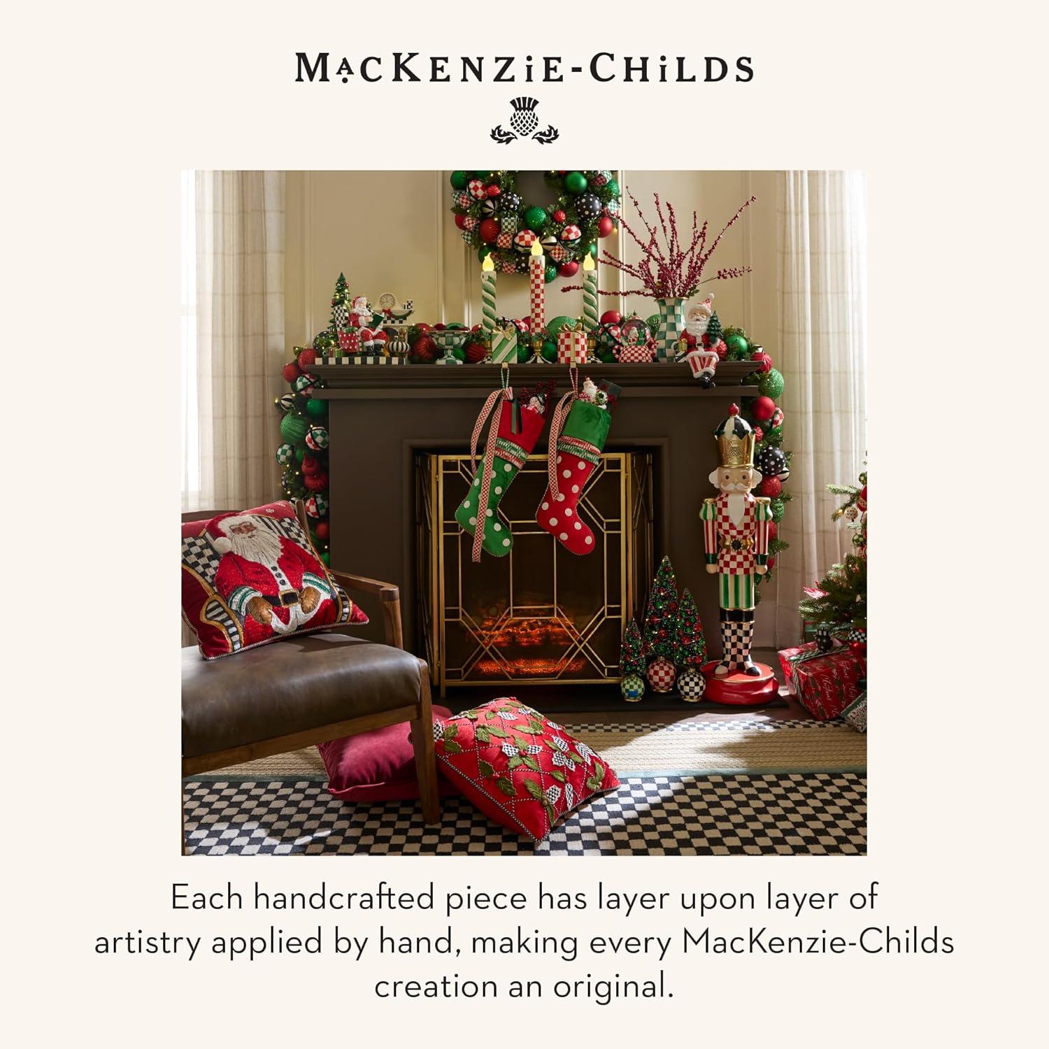 imageMACKENZIECHILDS Illuminated Retro Candle Flameless Candle for Christmas Decor 5quot x 18quot Green Check It OutGreen