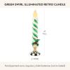 MACKENZIE-CHILDS Illuminated Retro Candle, Flameless Candle for Christmas Decor, 5″ x 18″, Green Check It Out(Green)