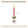 MACKENZIE-CHILDS Illuminated Retro Candle, Flameless Candle for Christmas Decor, 5″ x 18″, Green Check It Out(Red)