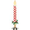 MACKENZIE-CHILDS Illuminated Retro Candle, Flameless Candle for Christmas Decor, 5″ x 18″, Green Check It Out(Red)