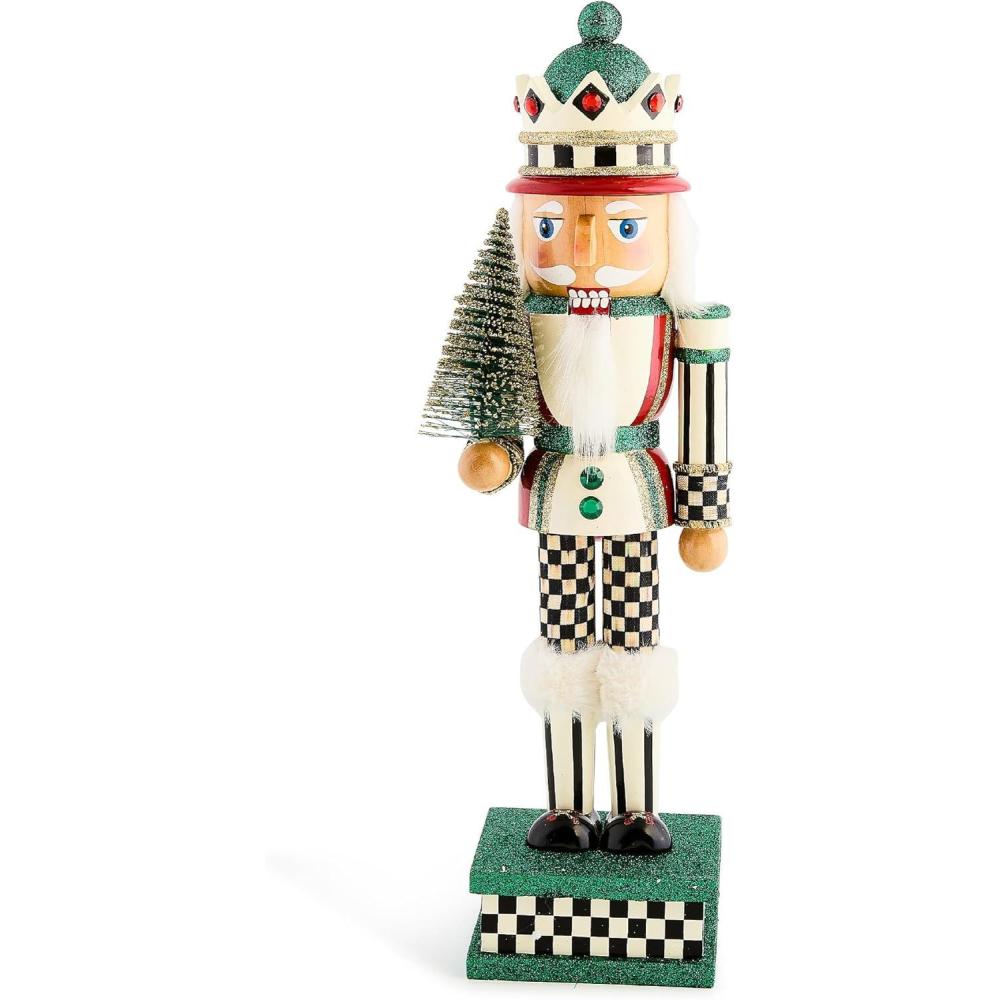 imageMACKENZIECHILDS Decorative Nutcracker Figurine Wooden Nutcracker Christmas Home Decor Check It Out TeacupSisal Tree
