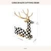 MACKENZIE-CHILDS Checkmate Deer Statue, Black-and-White Christmas Deer Decor, Sitting(Sitting)