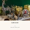MACKENZIE-CHILDS Checkmate Deer Statue, Black-and-White Christmas Deer Decor, Sitting(Sitting)