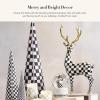 MACKENZIE-CHILDS Checkmate Deer Statue, Black-and-White Christmas Deer Decor, Sitting(Standing)