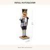 MACKENZIE-CHILDS Decorative Nutcracker Figurine, Wooden Nutcracker Christmas Home Decor, Check It Out Teacup(Royal)