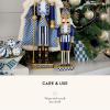 MACKENZIE-CHILDS Decorative Nutcracker Figurine, Wooden Nutcracker Christmas Home Decor, Check It Out Teacup(Royal)