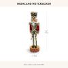 MACKENZIE-CHILDS Decorative Nutcracker Figurine, Wooden Nutcracker Christmas Home Decor, Check It Out Teacup(Tall Highland)