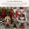 MACKENZIE-CHILDS Decorative Nutcracker Figurine, Wooden Nutcracker Christmas Home Decor, Check It Out Teacup(Tartan Cardinal)