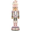 MACKENZIE-CHILDS Decorative Nutcracker Figurine, Wooden Nutcracker Christmas Home Decor, Check It Out Teacup(Rosy Sweets)