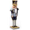 MACKENZIE-CHILDS Decorative Nutcracker Figurine, Wooden Nutcracker Christmas Home Decor, Check It Out Teacup(Royal)