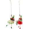 MACKENZIE-CHILDS Set of 2 Shopper Lady Ornaments, Christmas Tree Ornament, Check It Out