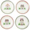 MACKENZIE-CHILDS Set of 4 Ceramic Dessert Plates, Decorative Christmas Dishes, Holly Village(Holly Village)