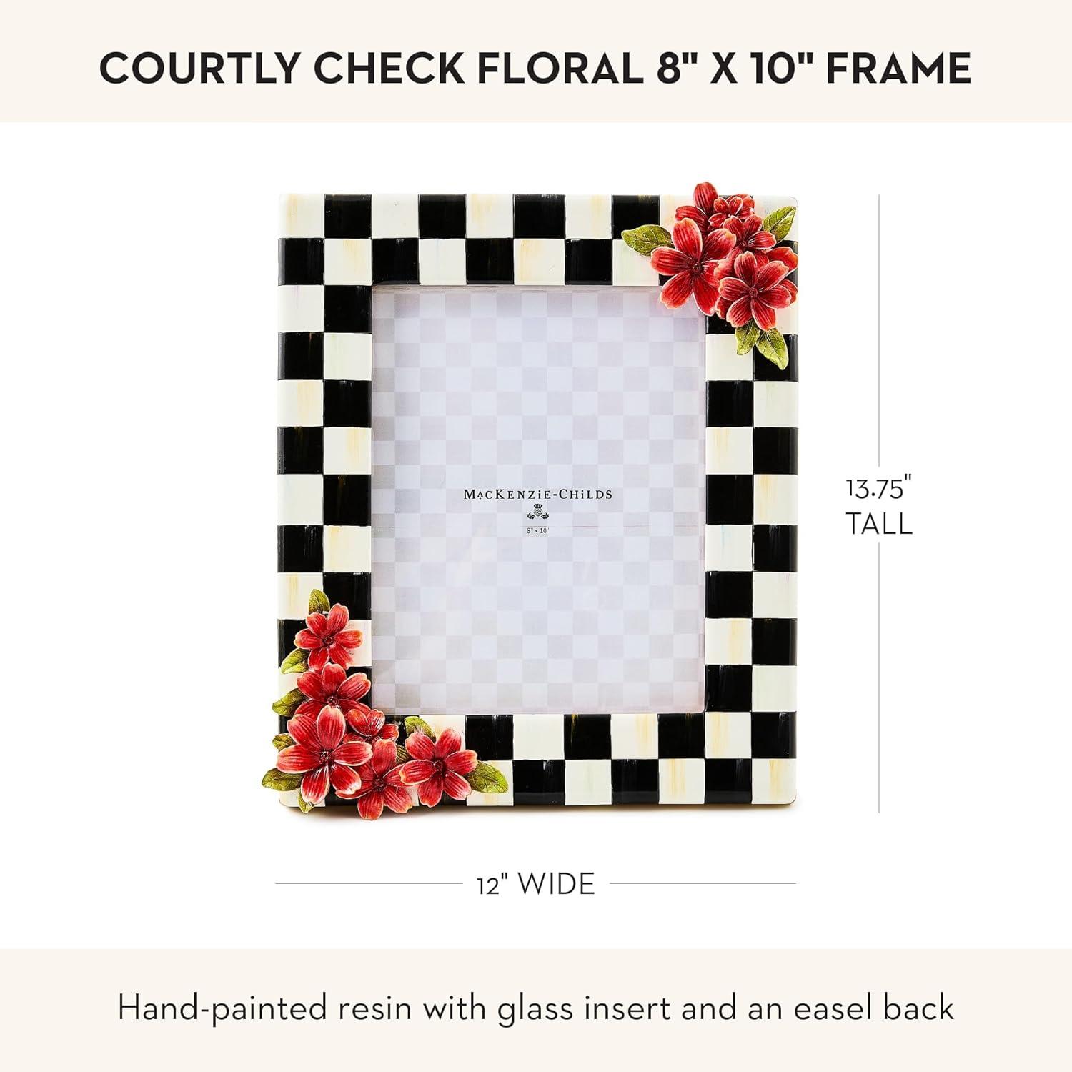 imageMACKENZIECHILDS Enamel Frame Cute Rectangular Family Picture Frame PinkandWhite Rosy Check 25quot x 3quotCourtly Check