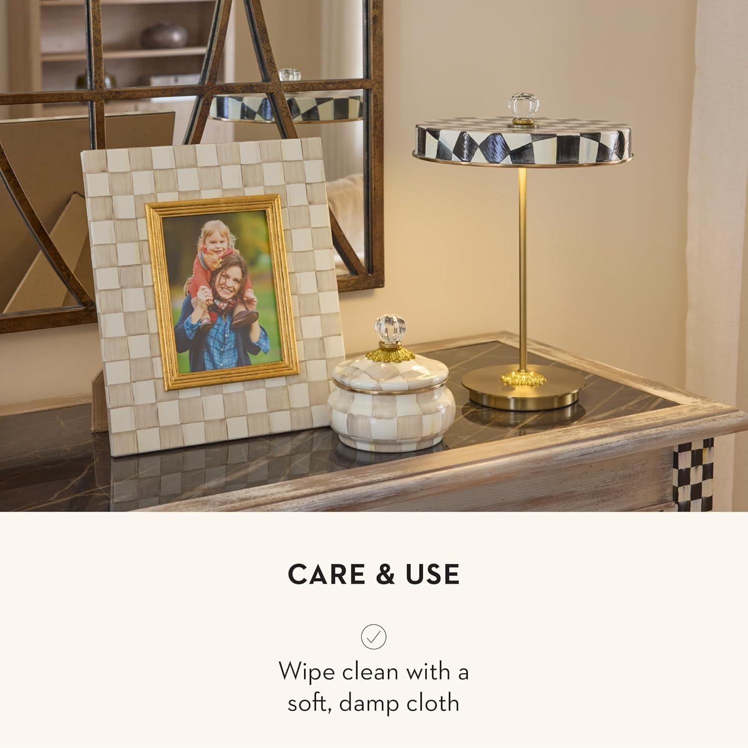 imageMACKENZIECHILDS Enamel Frame Cute Rectangular Family Picture Frame PinkandWhite Rosy Check 25quot x 3quotMocha Check