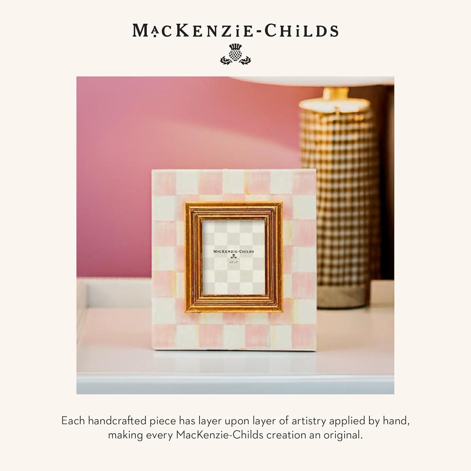 imageMACKENZIECHILDS Enamel Frame Cute Rectangular Family Picture Frame PinkandWhite Rosy Check 25quot x 3quotRosy Check