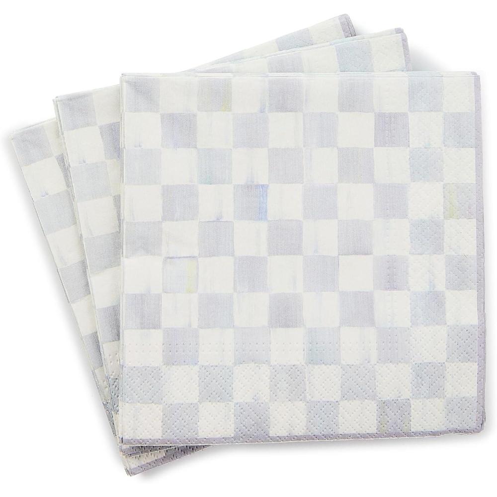 imageMACKENZIECHILDS Luncheon Paper Napkins Stylish Paper Luncheon Napkins PinkandWhite Rosy CheckSterling Check