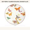 MACKENZIE-CHILDS Enamel Dinner Plate, Decorative Dinnerware Plate, 10 Inches, Set of 1, Rosy English Garden(Butterfly Garden)
