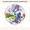MACKENZIE-CHILDS Enamel Dinner Plate, Decorative Dinnerware Plate, 10 Inches, Set of 1, Rosy English Garden(White Flower Market)