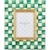 MACKENZIE-CHILDS Enamel Frame, Cute Rectangular Family Picture Frame, Pink-and-White Rosy Check, 2.5″ x 3″(Emerald Check)