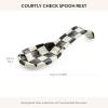 MACKENZIE-CHILDS Enamel Spoon Rest, Kitchen Spoon Holder and Utensil Rest for Stovetop, Grey-and-White Sterling Check(Courtly Check)