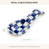MACKENZIE-CHILDS Enamel Spoon Rest, Kitchen Spoon Holder and Utensil Rest for Stovetop, Grey-and-White Sterling Check(Royal Check)
