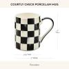 MACKENZIE-CHILDS Porcelain Mug, Tea and Coffee Mug, Gray-and-White Sterling Check(Courtly Check)