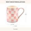 MACKENZIE-CHILDS Porcelain Mug, Tea and Coffee Mug, Gray-and-White Sterling Check(Rosy Check)