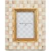 MACKENZIE-CHILDS Enamel Frame, Cute Rectangular Family Picture Frame, Pink-and-White Rosy Check, 2.5″ x 3″(Mocha Check)