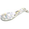 MACKENZIE-CHILDS Enamel Spoon Rest, Kitchen Spoon Holder and Utensil Rest for Stovetop, Grey-and-White Sterling Check(Sterling Check)