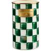 MACKENZIE-CHILDS Enamel Utensil Holder, Kitchen Utensil Holder for Countertop, Storage Caddy, Gray-and-White Sterling Check(Emerald Check)
