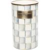MACKENZIE-CHILDS Enamel Utensil Holder, Kitchen Utensil Holder for Countertop, Storage Caddy, Gray-and-White Sterling Check(Sterling Check)