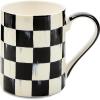 MACKENZIE-CHILDS Porcelain Mug, Tea and Coffee Mug, Gray-and-White Sterling Check(Courtly Check)