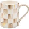 MACKENZIE-CHILDS Porcelain Mug, Tea and Coffee Mug, Gray-and-White Sterling Check(Mocha Check Porcelain Mug)