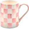 MACKENZIE-CHILDS Porcelain Mug, Tea and Coffee Mug, Gray-and-White Sterling Check(Rosy Check)