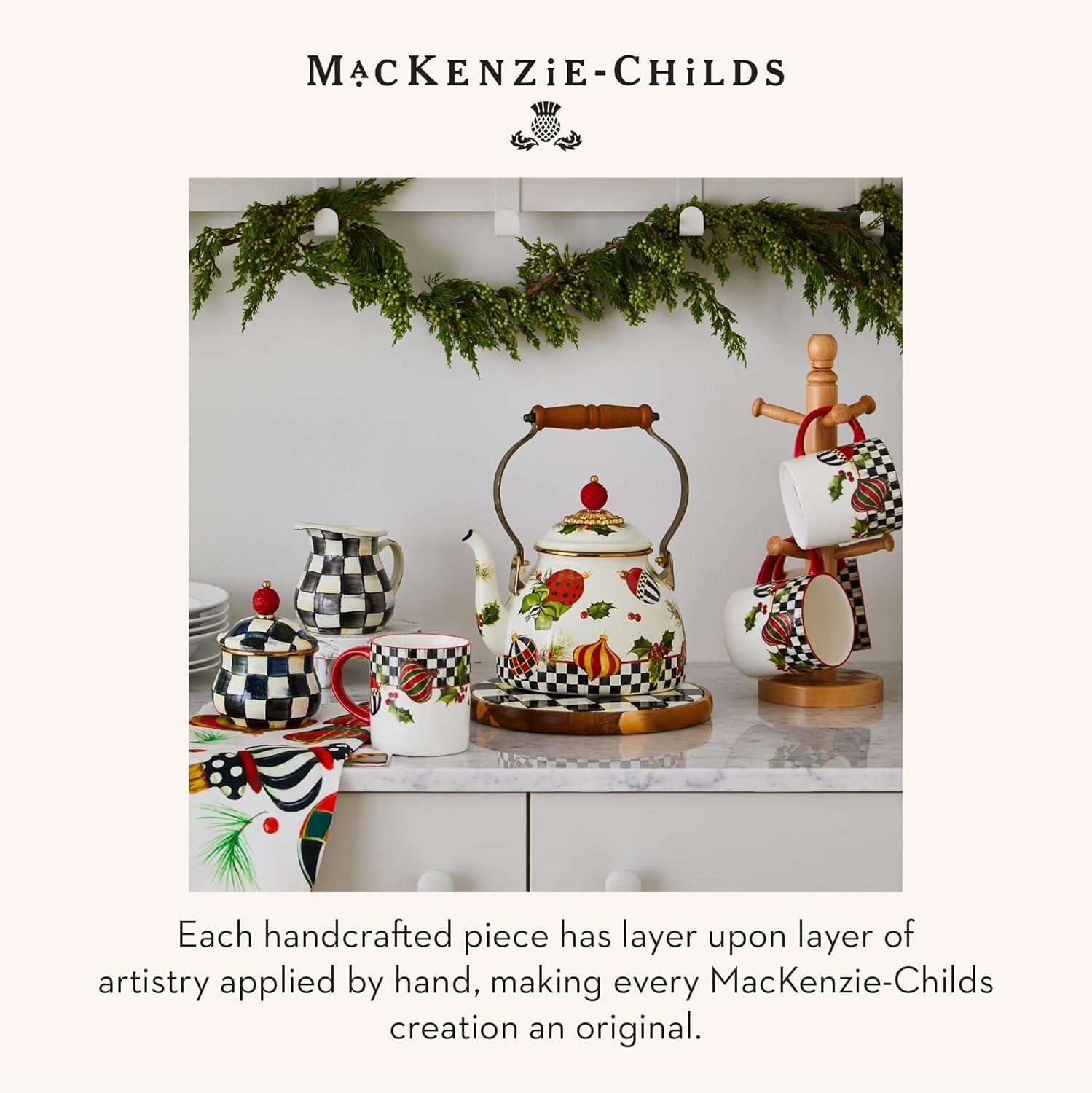 imageMACKENZIECHILDS Enamel Canister Kitchen Storage Container with Lid Small Wild Rose WhiteDeck the Halls