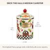 MACKENZIE-CHILDS Enamel Canister, Kitchen Storage Container with Lid, Medium, Wild Rose White(Deck the Halls)
