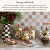 MACKENZIE-CHILDS Enamel Canister, Kitchen Storage Container with Lid, Medium, Wild Rose White(Deck the Halls)